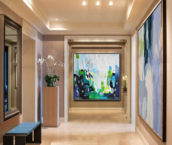 Extra Large Canvas Art,Oversized Abstract Art,Large Wall Art Canvas,White,Green,Black,Yellow.etc